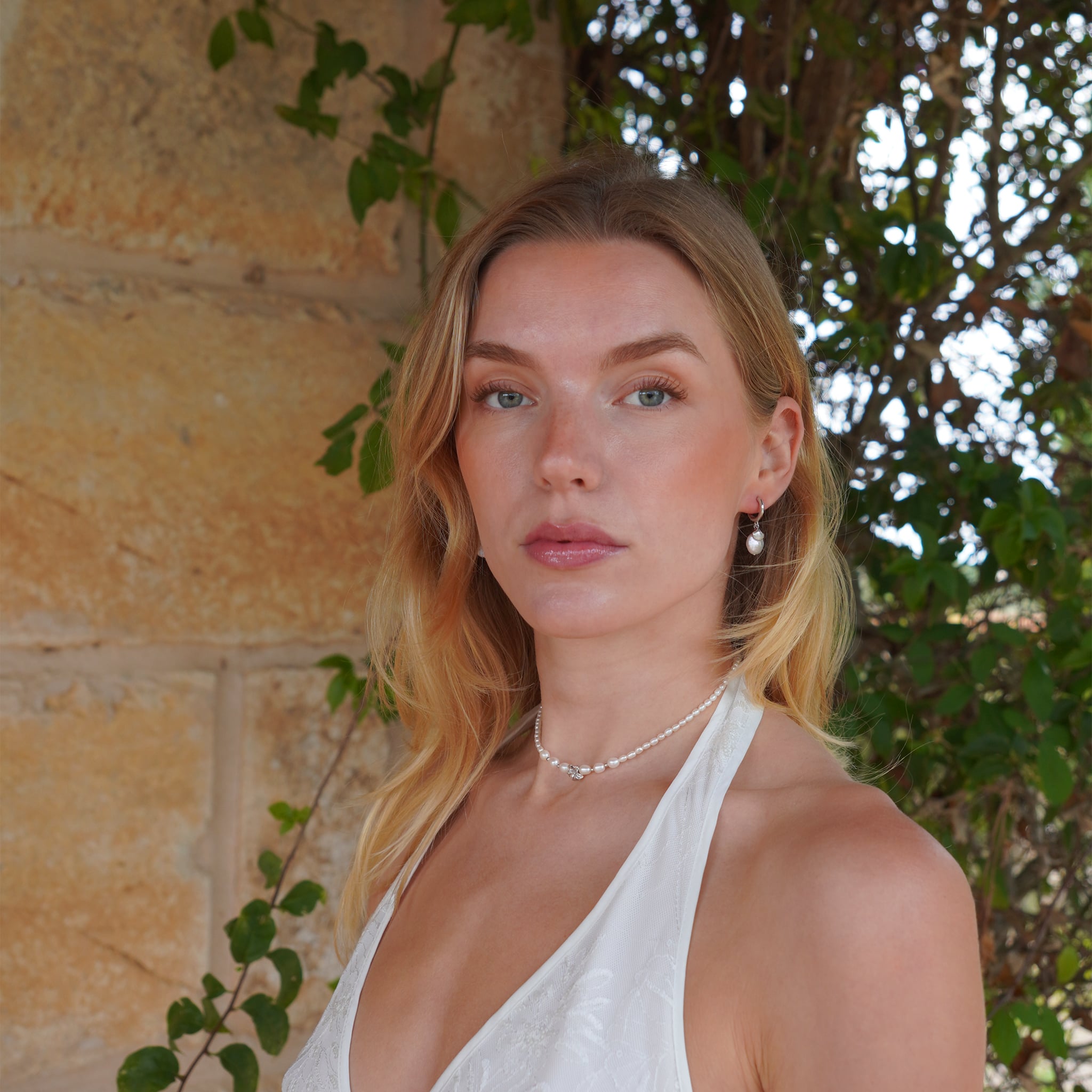 Perlen-Choker Hawaii Blüte